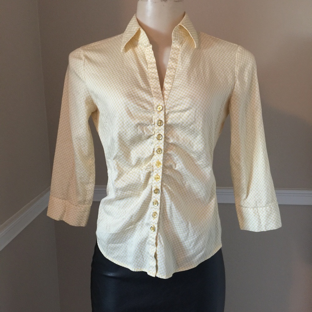  Yellow & White Ruched Front Top 